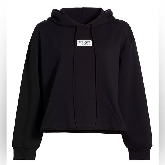 MM6 MAISON MARGIELA - Black Logo Flag Hoodie - Picture 1 of 7